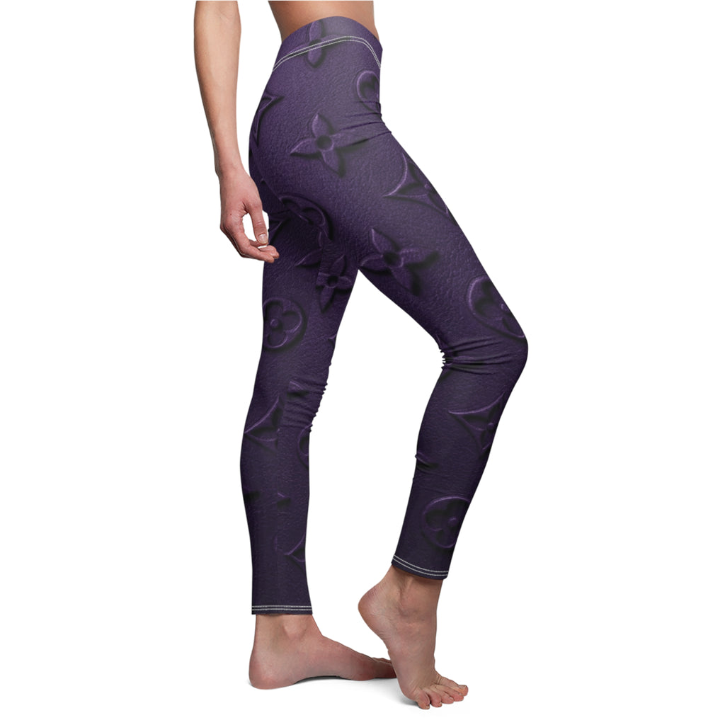 Purple Embossed Monogram Leggings — Women's Fashion Leggings