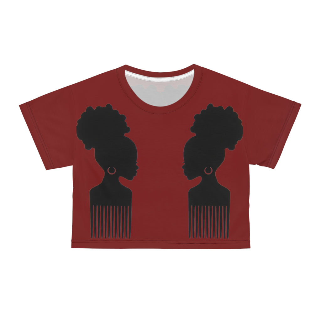 Afro Silhouette Crop Tee — Black Women Natural Hair Graphic Top