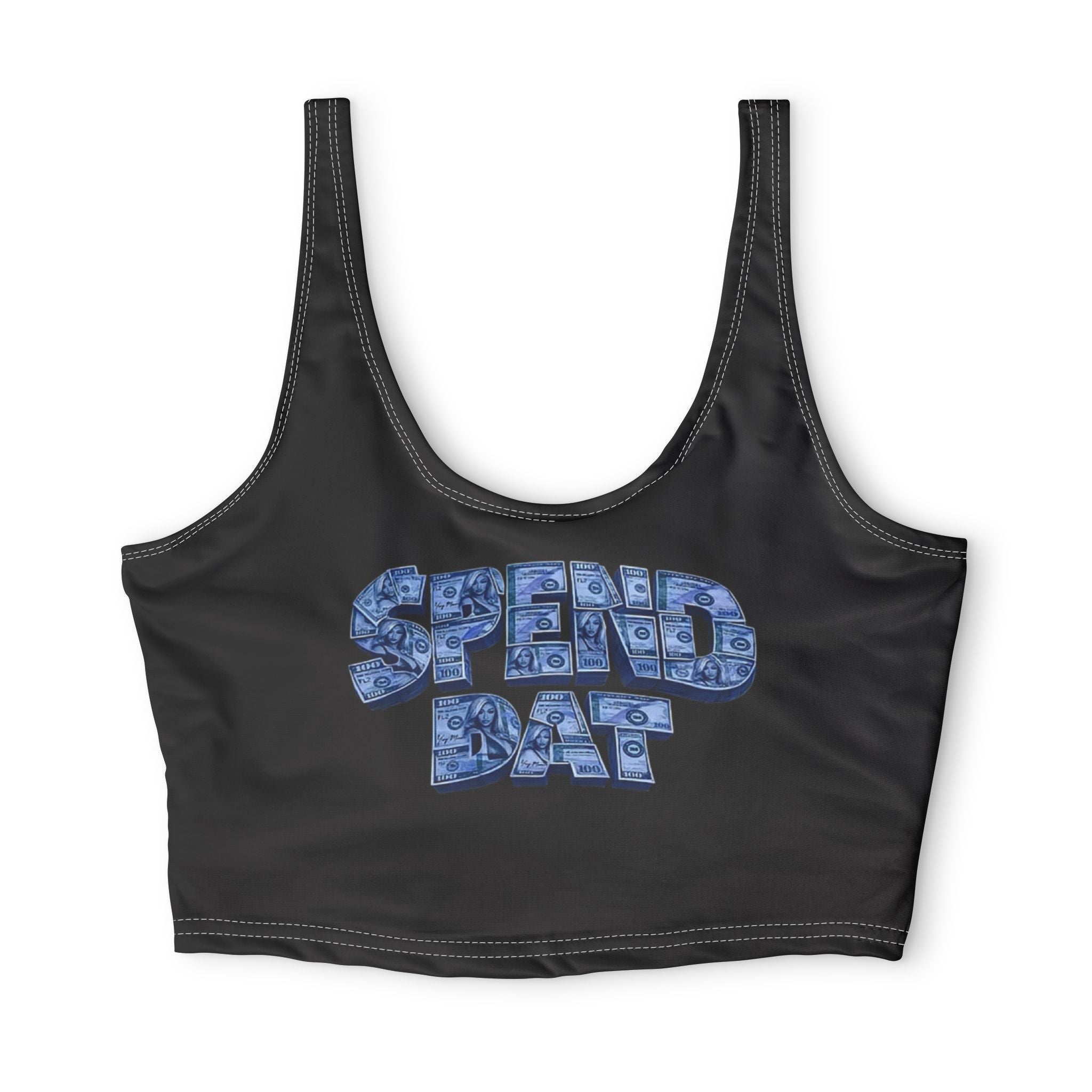 Spend Dat Sports Bra — Blue Graphic Crop Activewear
