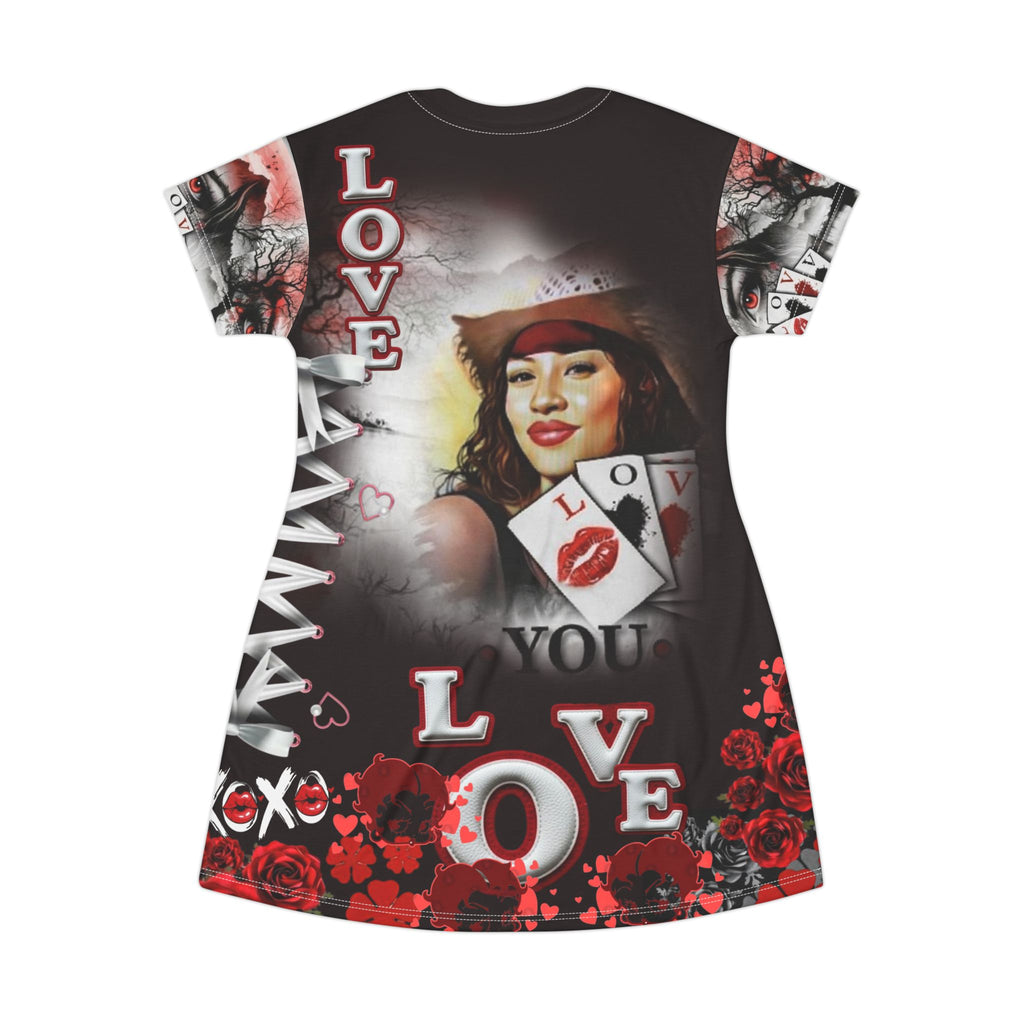Love Poker T-Shirt Dress — Vintage Pinup Playing Cards Design