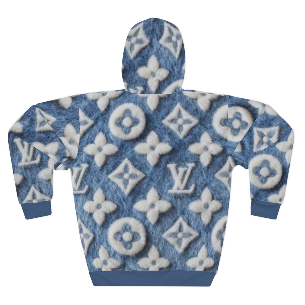 Blue Faux-Fur Monogram Hoodie