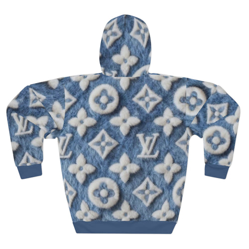 Blue Faux-Fur Monogram Hoodie