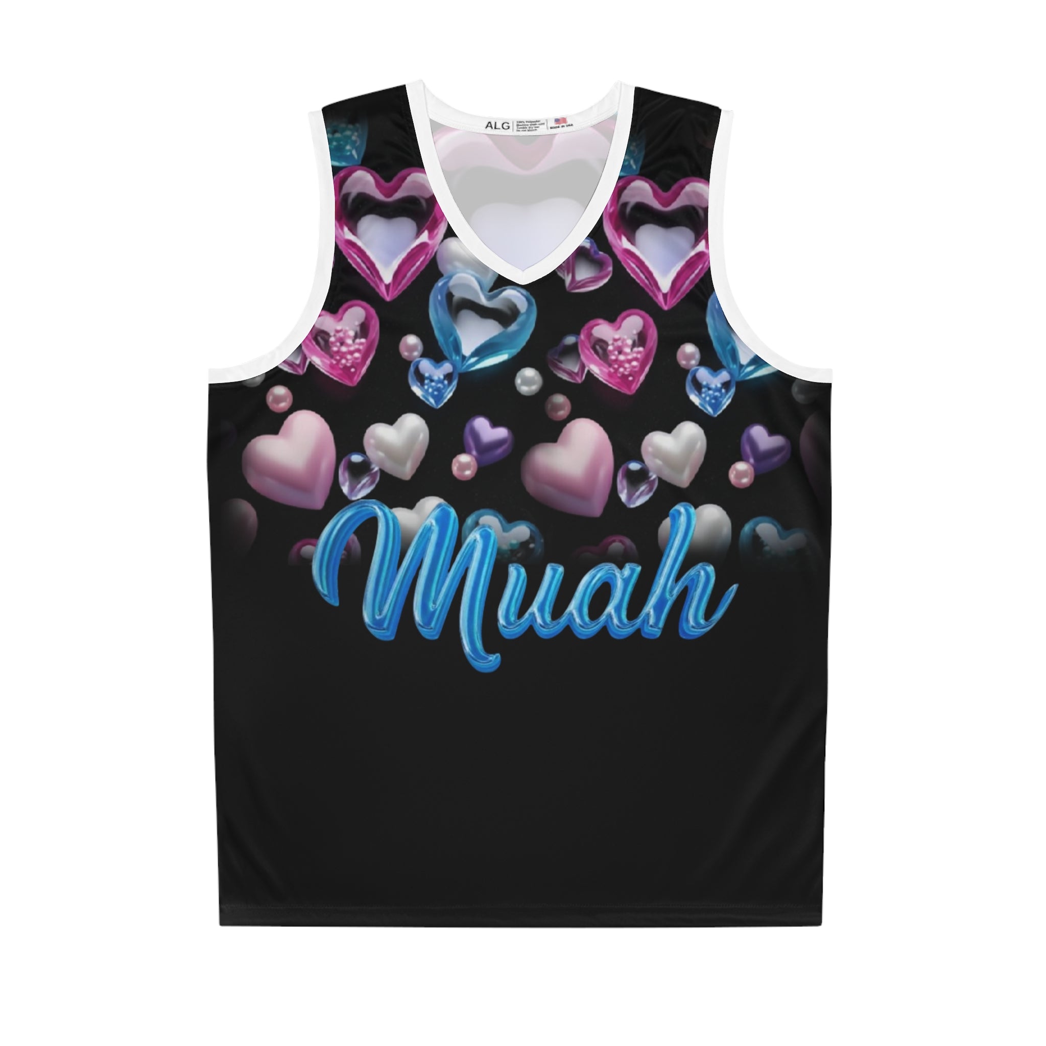Heart Bubble "Muah" Basketball Jersey - All-Over Print