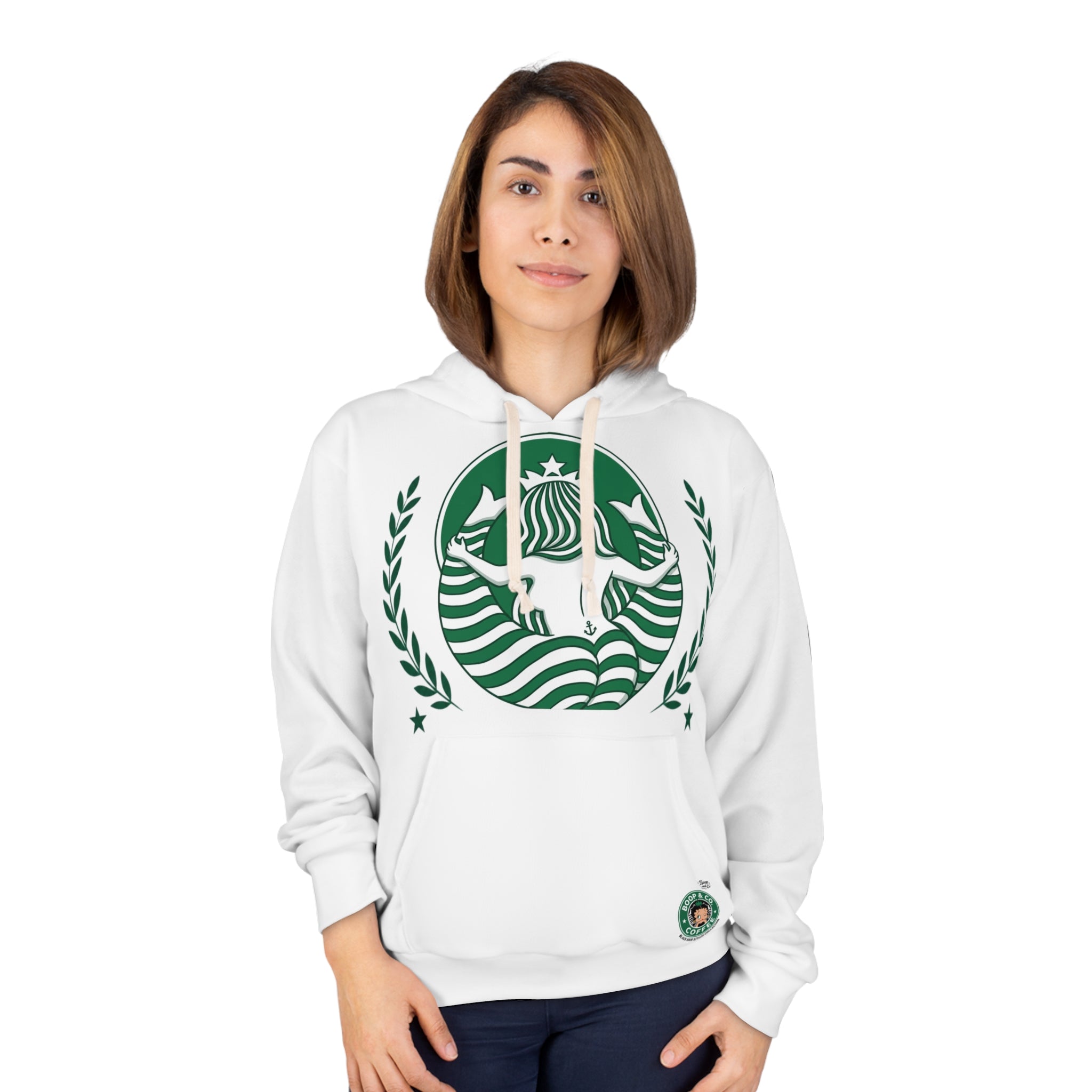 Mermaid Emblem Hoodie — Green Siren Logo Pullover