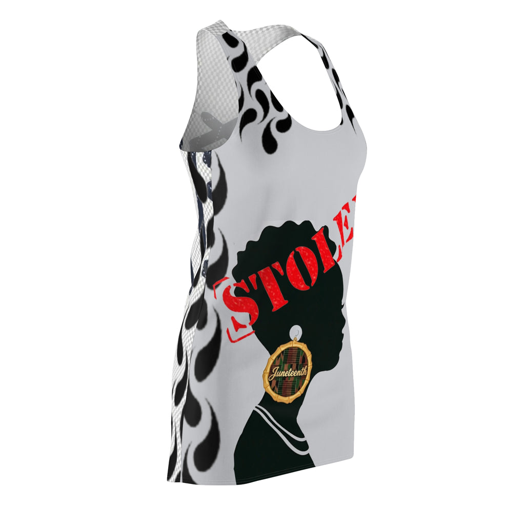 Racerback Dress — "Stolen" Silhouette Afro Profile Graphic