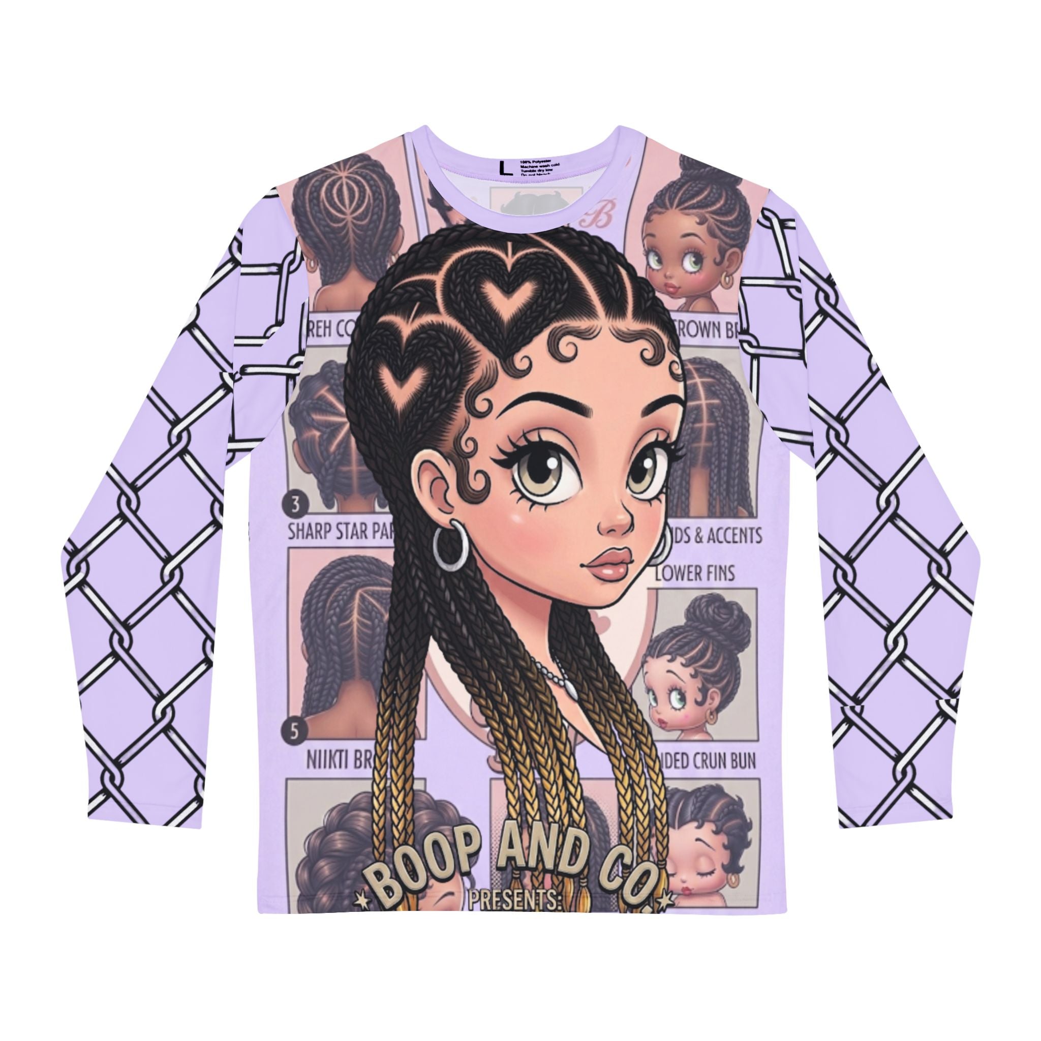 Long Sleeve Shirt — Boop & Co. Black Hair Styles Graphic All-Over Print