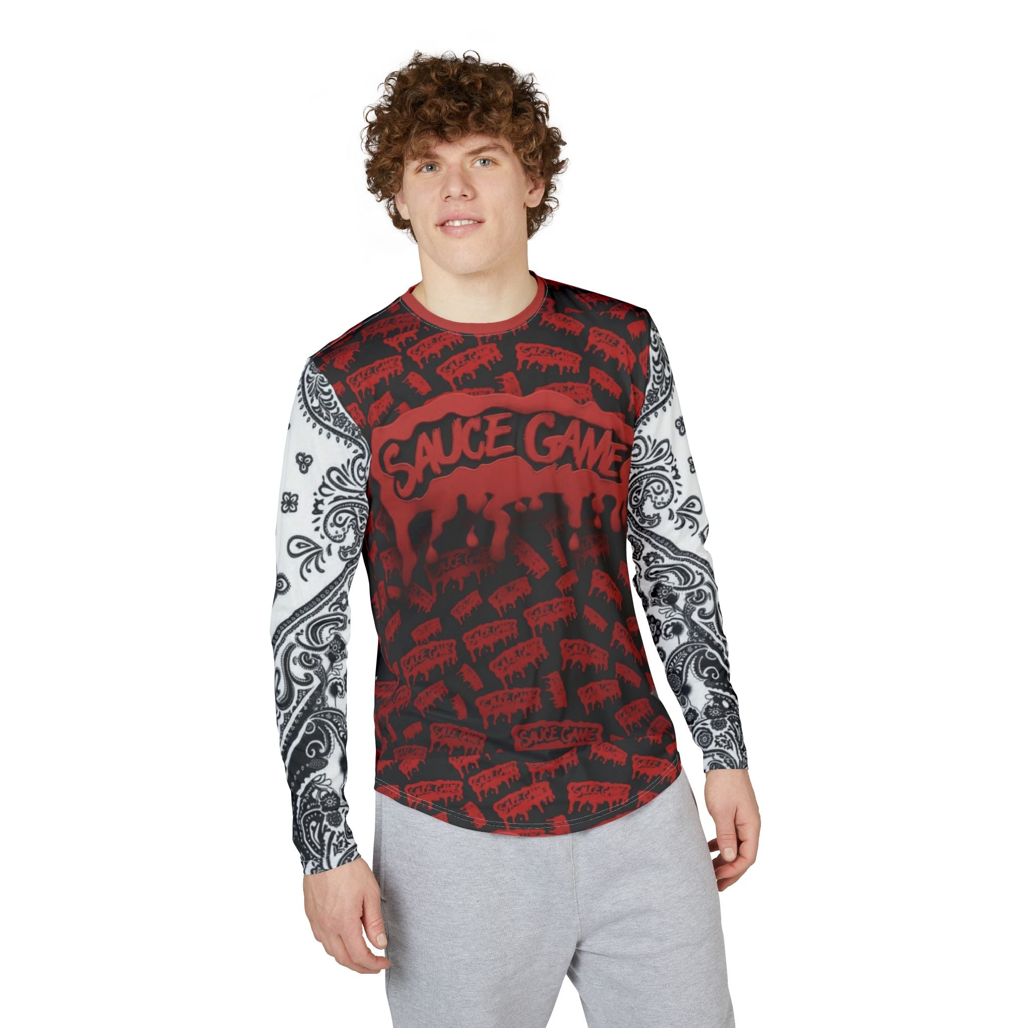 Sauce Game Bandana Sleeve Long Sleeve Shirt — Men's UV Protection Fishing & Streetwear Top