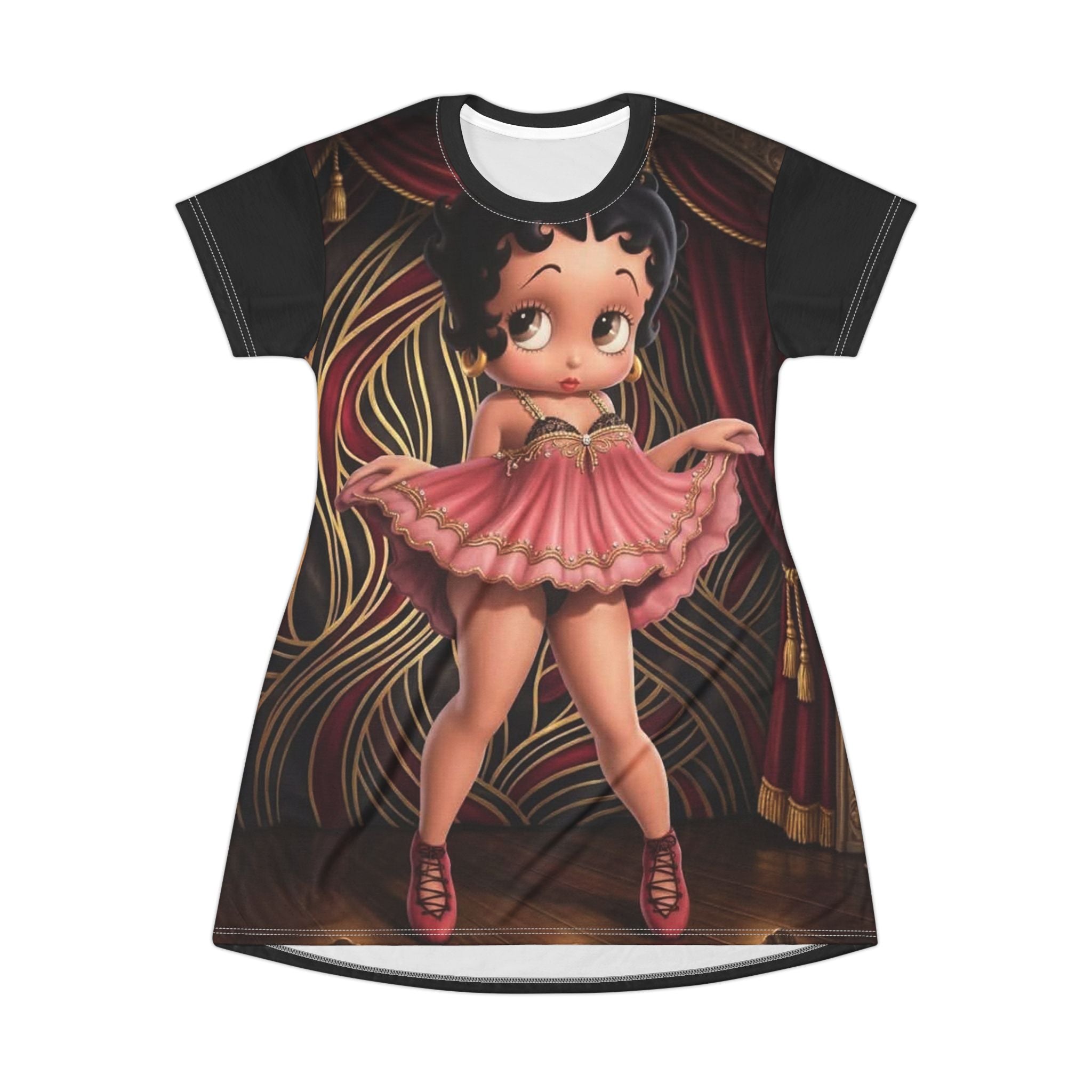 Betty Boop Vintage Stage AOP T-Shirt Dress — Retro Pinup Girl Print