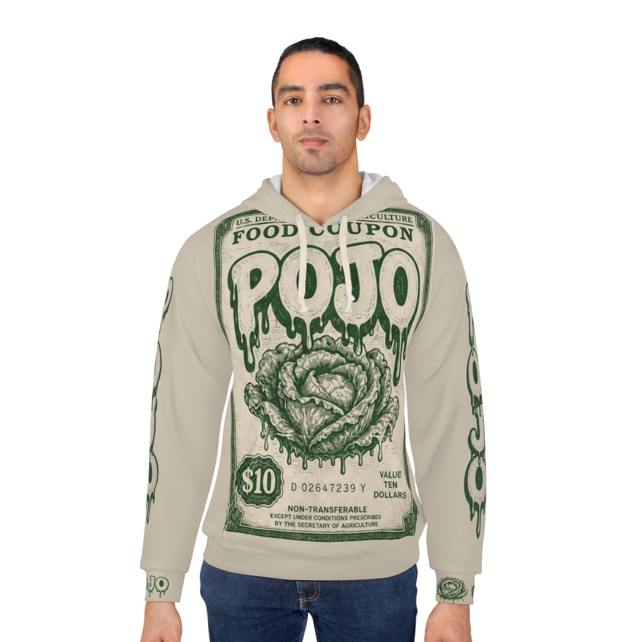 Hoodie | Vintage 'FOOD COUPON POJO' Graphic Pullover