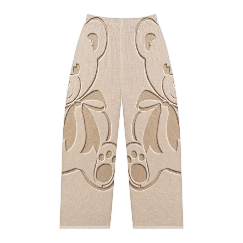 Teddy Bear Print Pajama Pants — Cozy Beige AOP Loungewear