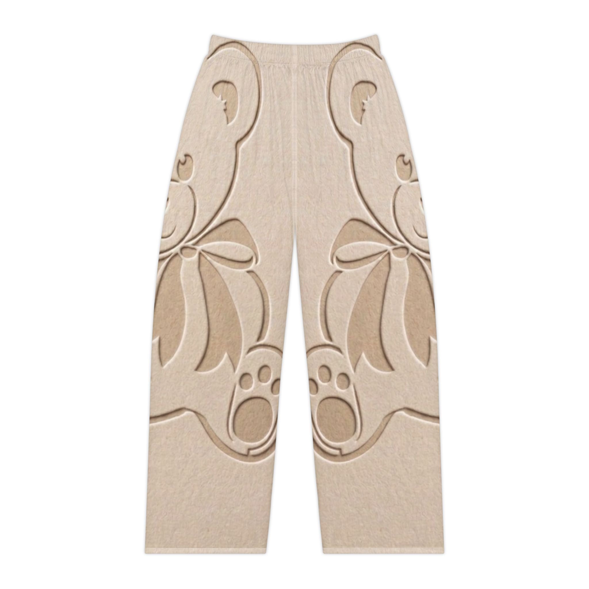 Teddy Bear Print Pajama Pants — Cozy Beige AOP Loungewear