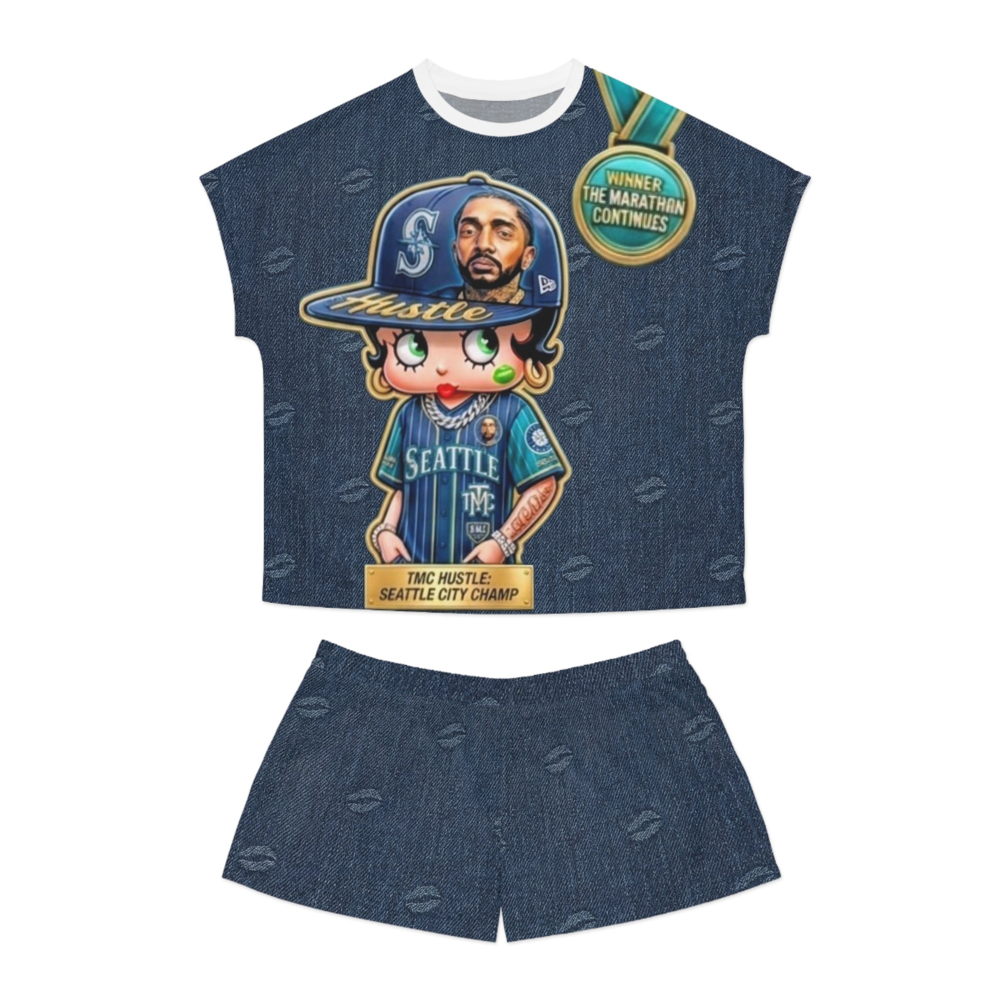 Betty Boop Seattle Hustle Denim-Print Women’s Short Pajama Set