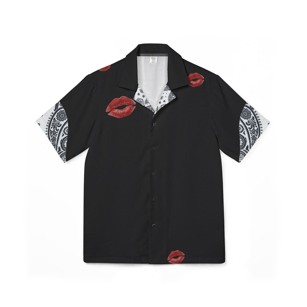 Hawaiian Camp Shirt — Smoky Portrait & Chain-Link Graphic