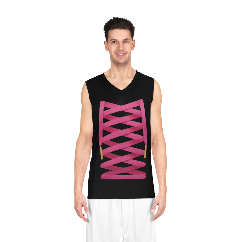 Pink Lace-Up Basketball Jersey — Women's Basketball Tank Top