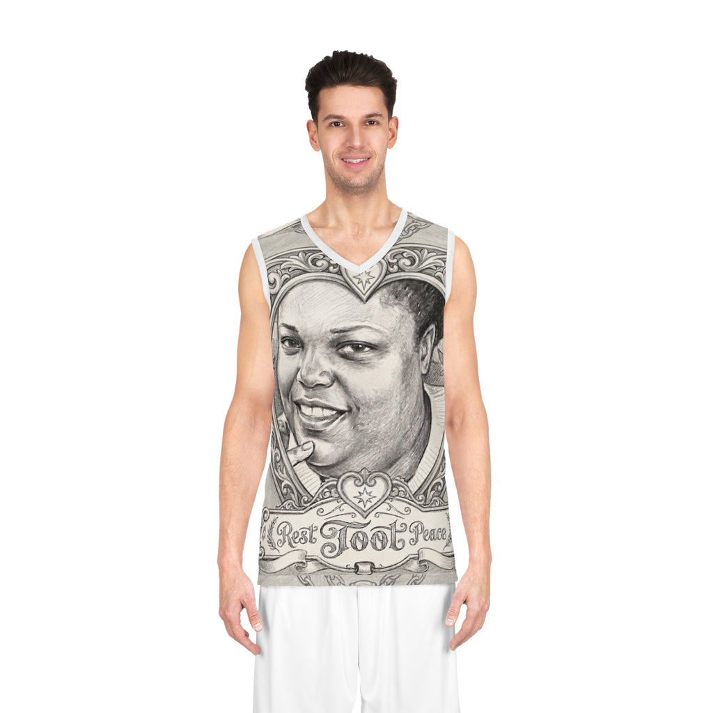 Memorial Portrait Basketball Jersey — "Rest Toot Peace" Tribute