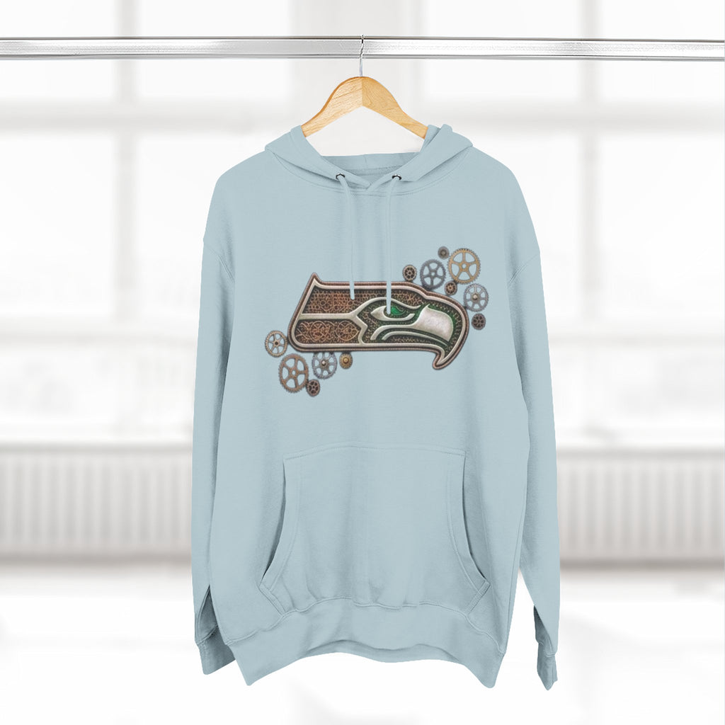 Seahawk Gear Hoodie — Vintage Seahawk Emblem with Gear Accents