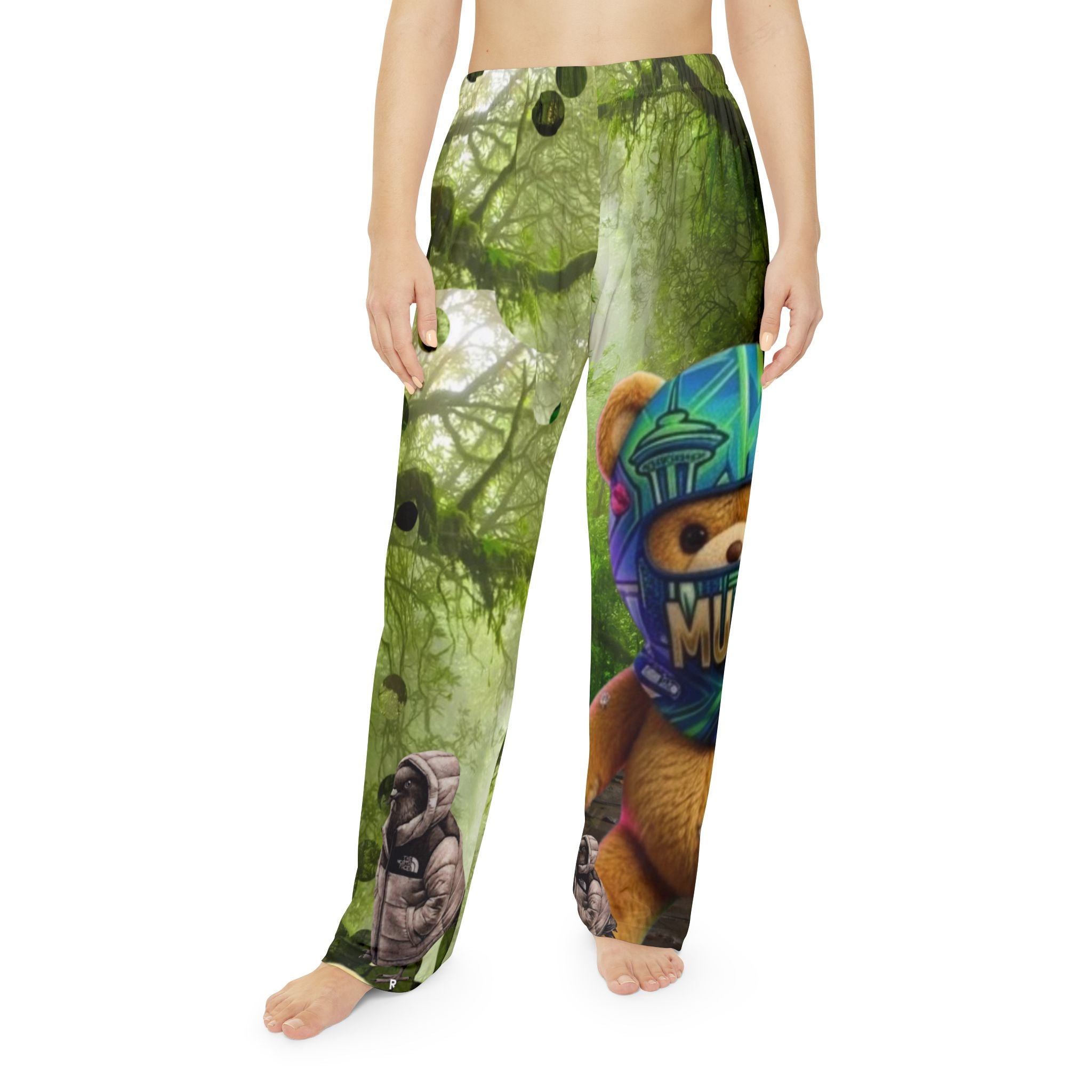 Pajama Pants — Cute Bear Forest Print Women's Lounge Pajamas