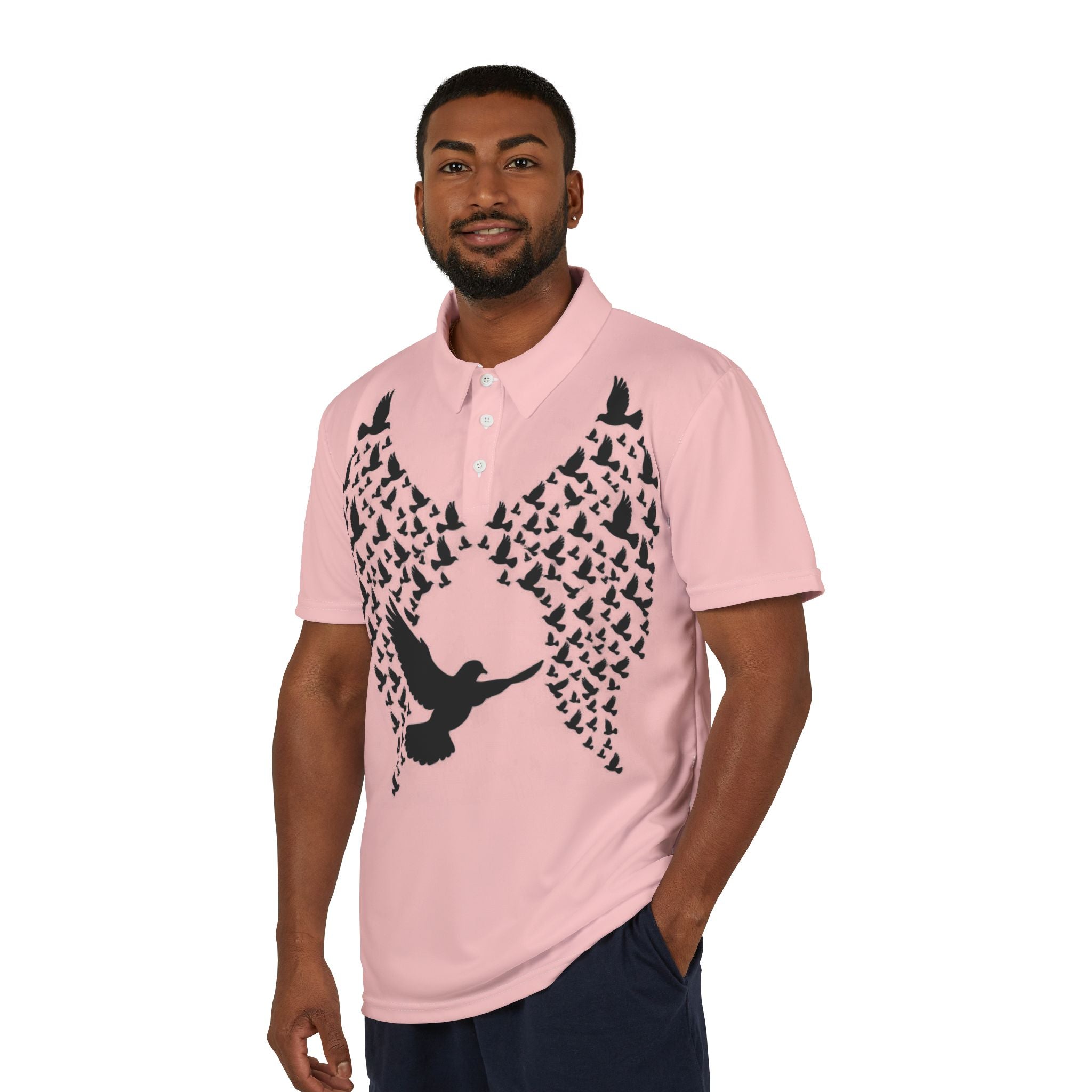 Dove Wing Polo Shirt - Flying Dove Chest Graphic Polo