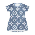 Denim Monogram T-Shirt Dress — All-Over Print Luxury Logo Pattern