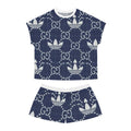 Women’s Short Pajama Set — Navy Polka Dot Logo Lounge Shorts & Tee