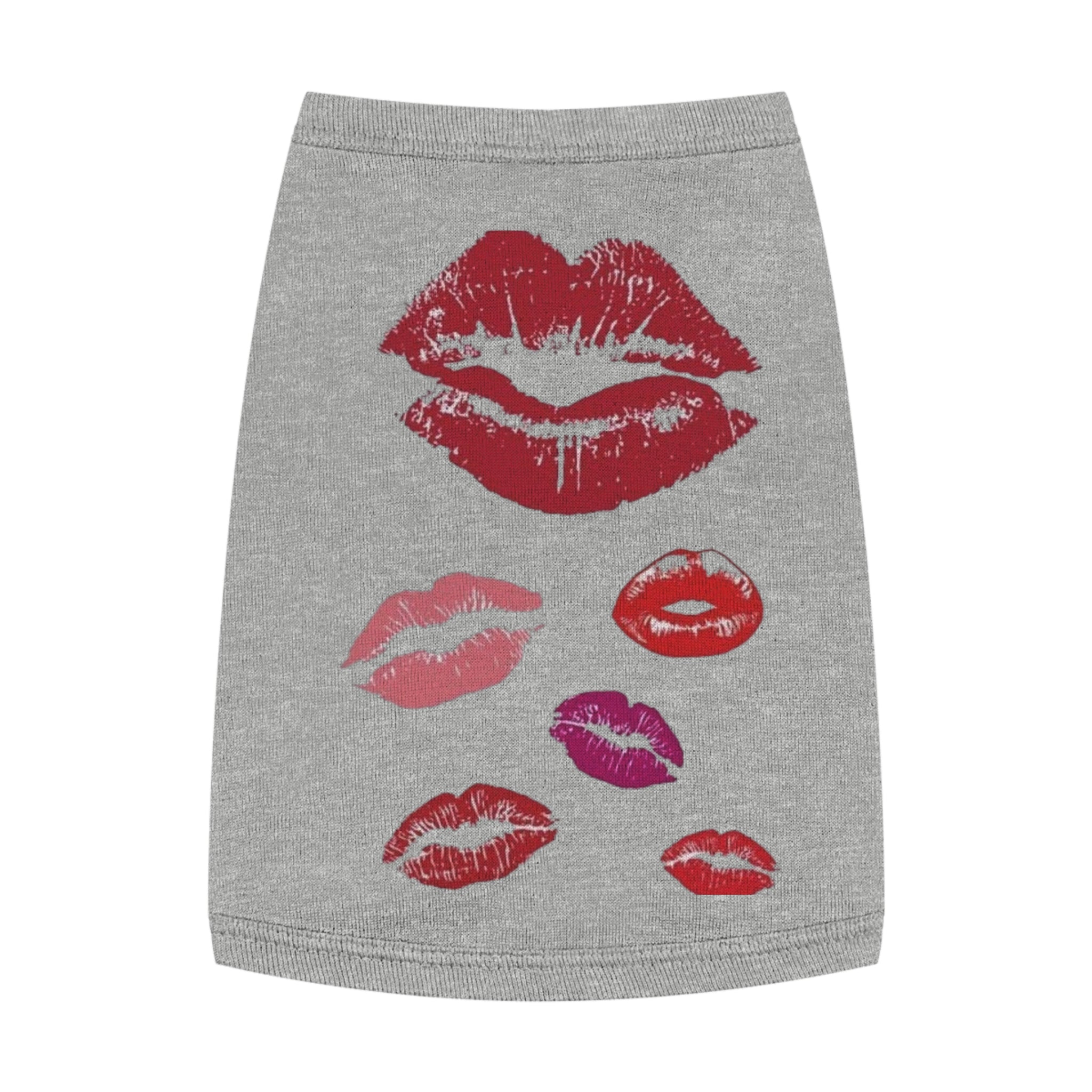Pet Tank Top - Kiss Print Dog Shirt, Cute Lipstick Kiss Design for Small Dogs & Cats