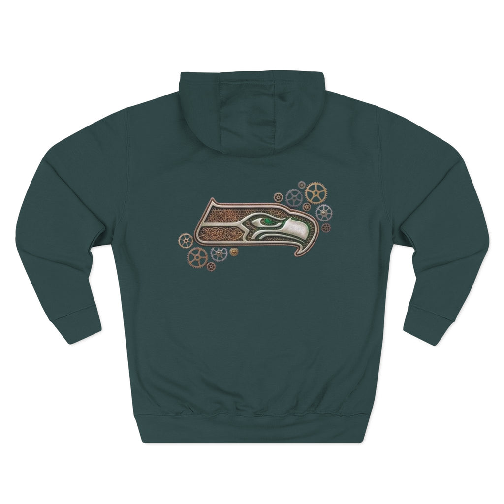 Seahawk Gear Hoodie — Vintage Seahawk Emblem with Gear Accents