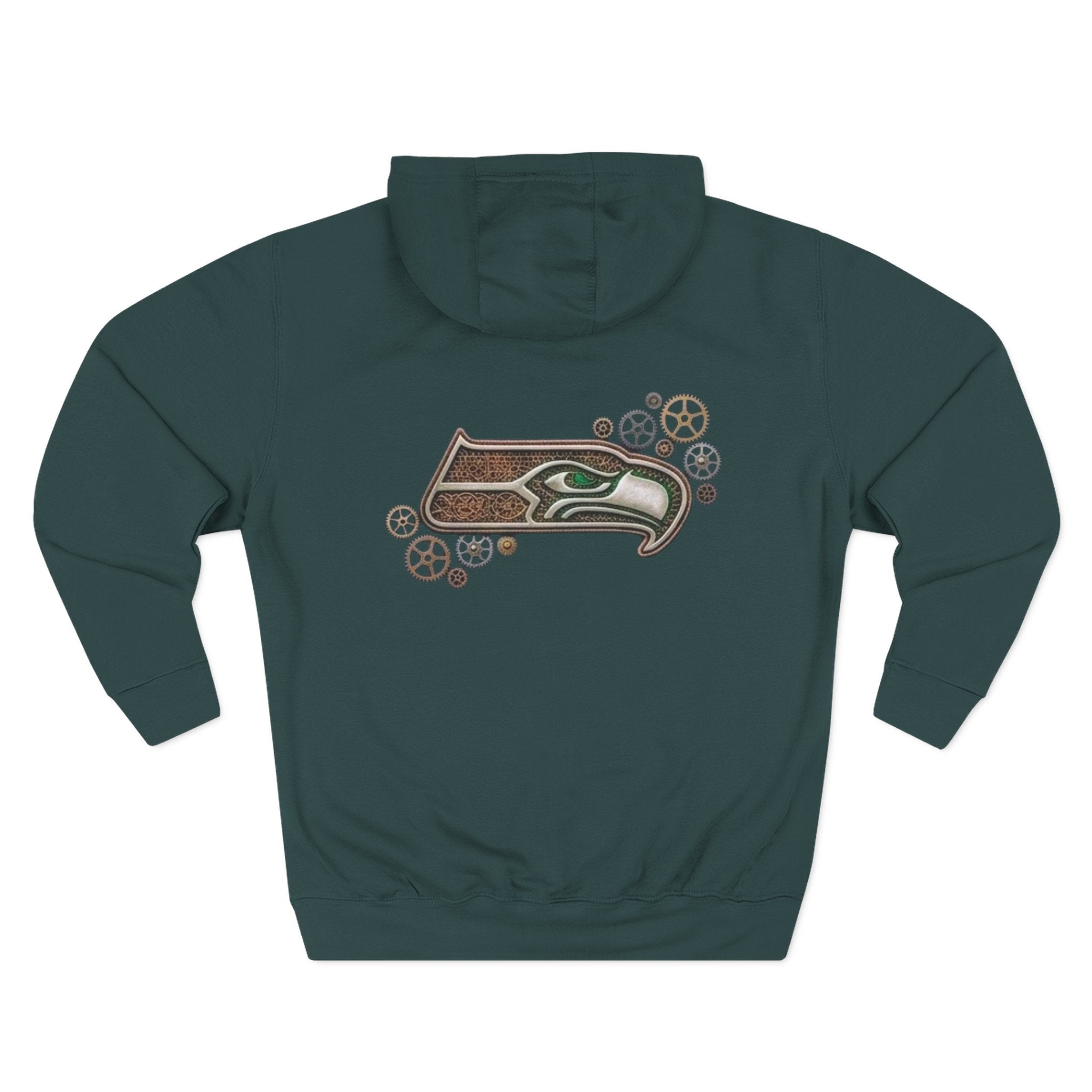 Seahawk Gear Hoodie — Vintage Seahawk Emblem with Gear Accents