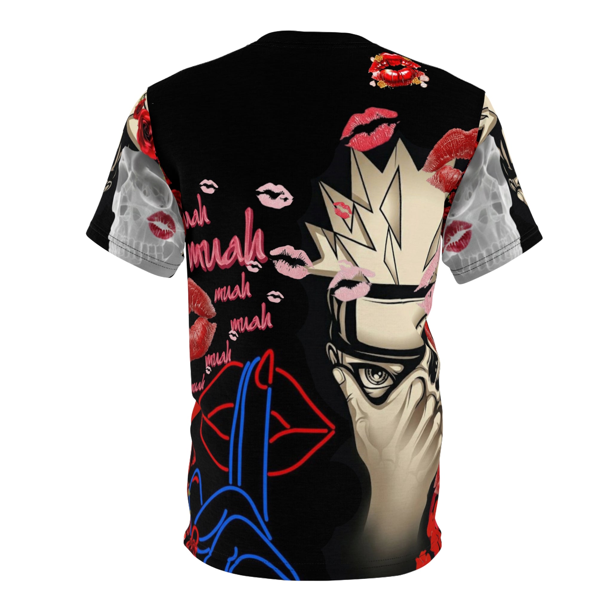 All-Over Print Tee — Mysterious Masked Face Graphic