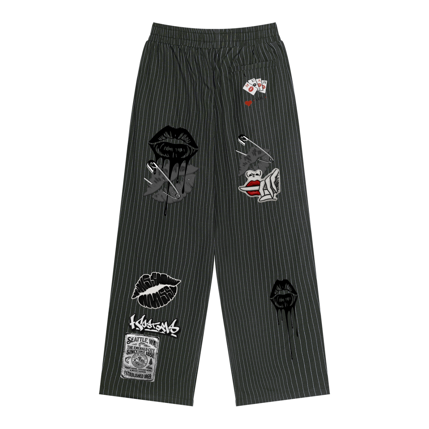 Unisex Striped Pleated Pants