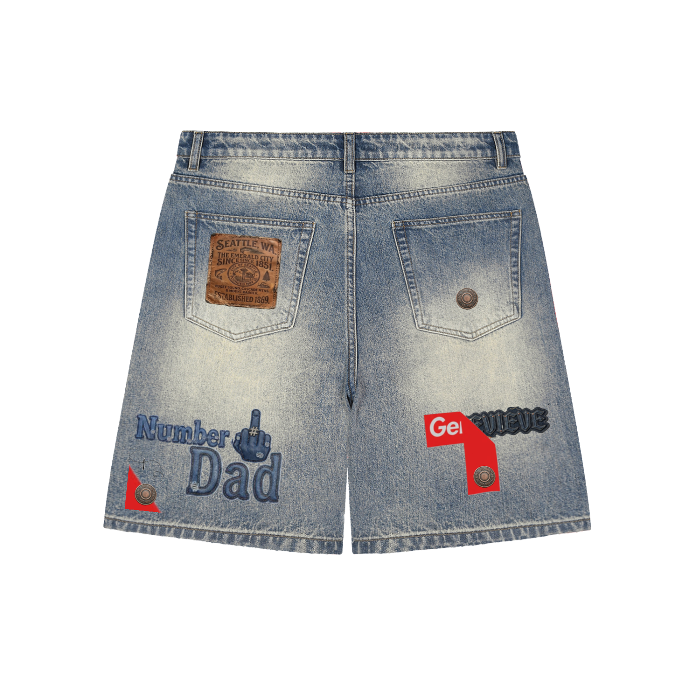CUSTOM / NAME;  Baggy Denim Shorts